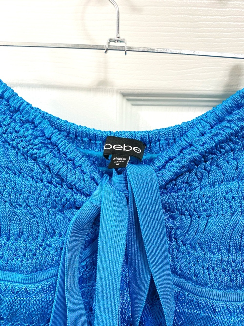 bebe Blue Crochet Halter or Strapless Tiered Dress - Picture 4 of 7